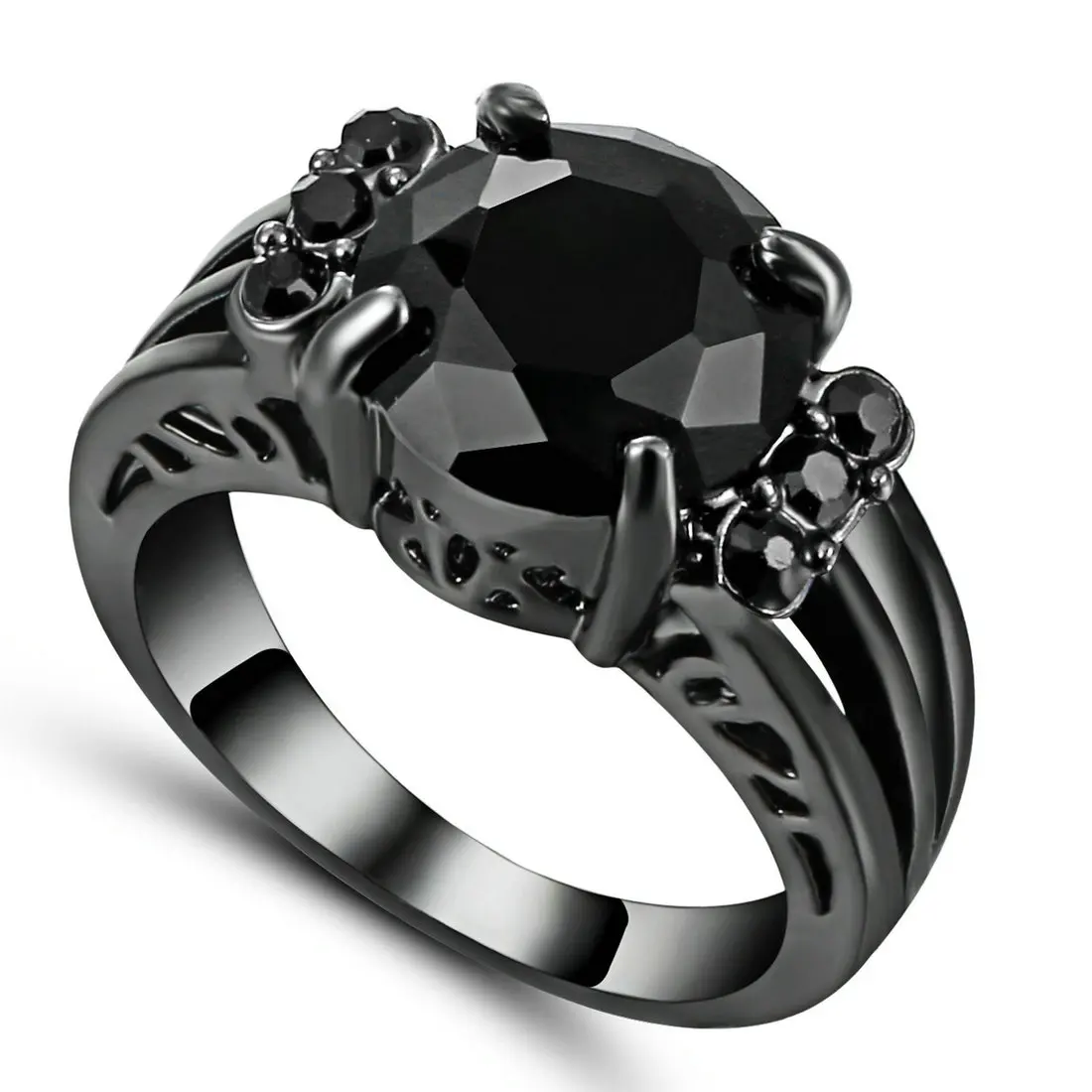 TianBo, брендовые черные кольца с нано кубическим цирконием, черного, серебряного, золотого цвета, модные вечерние кольца с кристаллами в стиле панк для женщин, ювелирные изделия, Размер 7 - Цвет основного камня: BA448