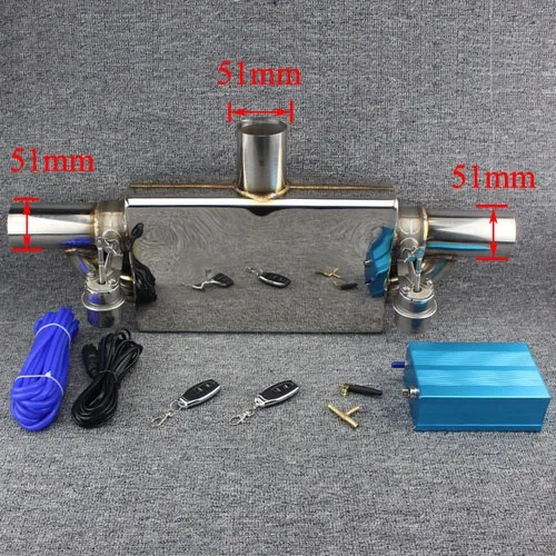 Новая Т-образная выхлопная система из нержавеющей стали, Электрический выхлоп, вырезанный клапан с электронным пультом дистанционного управления, выхлопная труба - Цвет: 51mm
