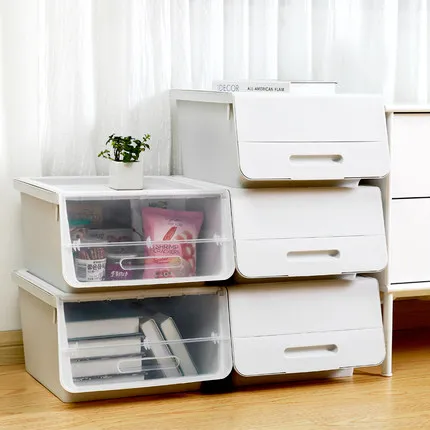 Flip Cover Type Storage Box Stackable Sundries Organizer Home Storage Box Stackable Sundries