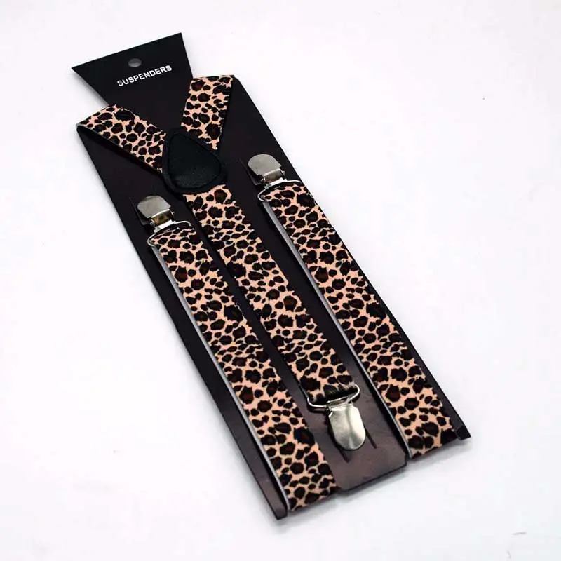 С леопардовым принтом подтяжки галстук бабочка набор сексуальный Brace галстук набор для молодых людей как рождественский подарок для женщин мужчин's брюки д - Цвет: As picture