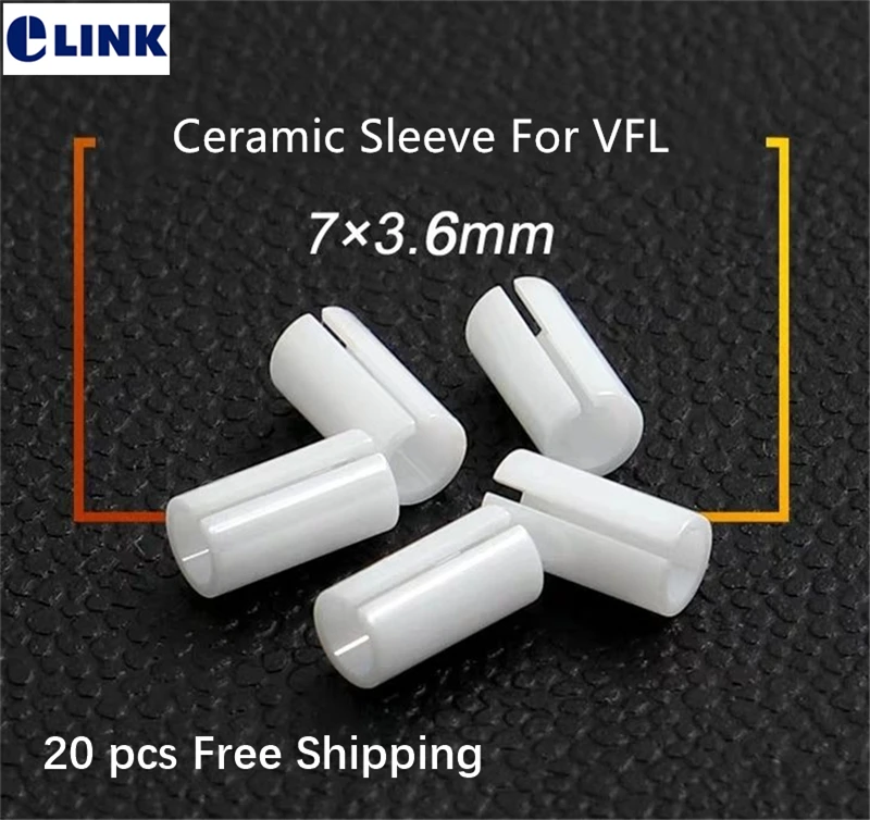 Ceramic sleeve for VFL fiber optic testing accessory Red light pen 7x3.6mm free shipping optical fibre ftth tester 20pcs