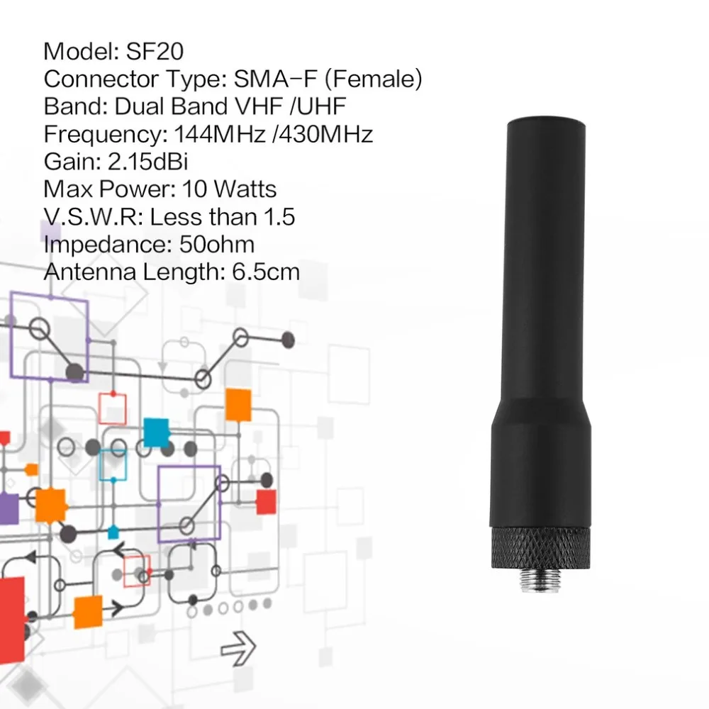 Мини SMA-F Двухдиапазонная мягкая антенна SF20 1 шт. для BAOFENG Walkie Talkie UV-5R Plus UV-5RE Plus UV5RC UV-82 UVB5 UVB6