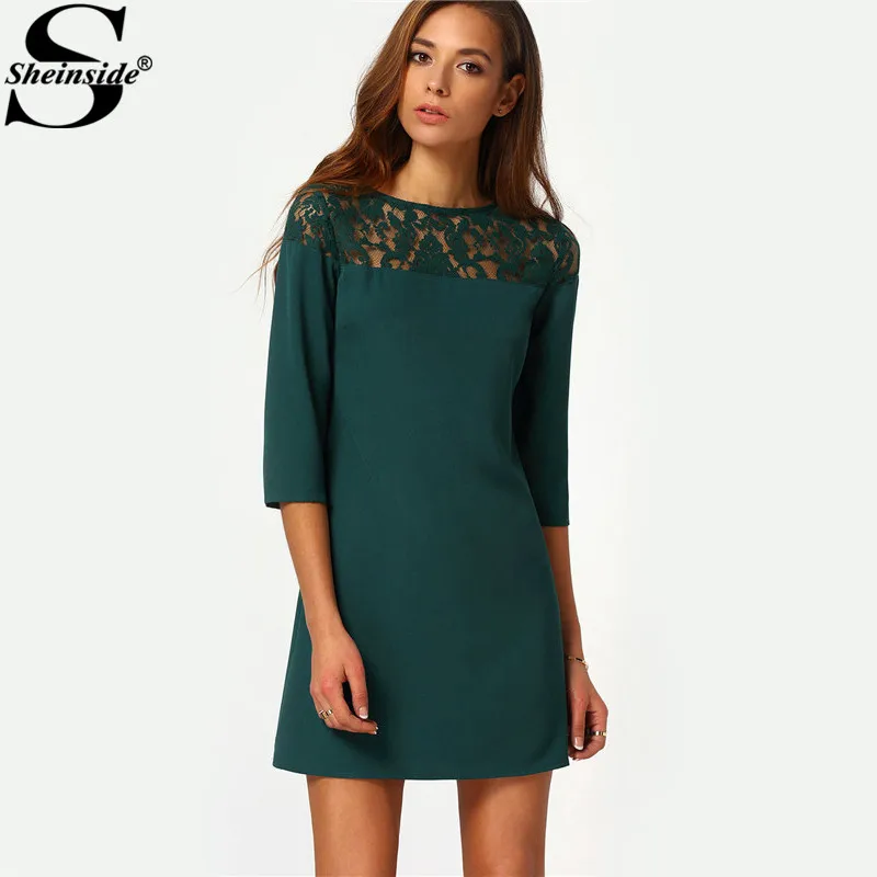 dark green shift dress