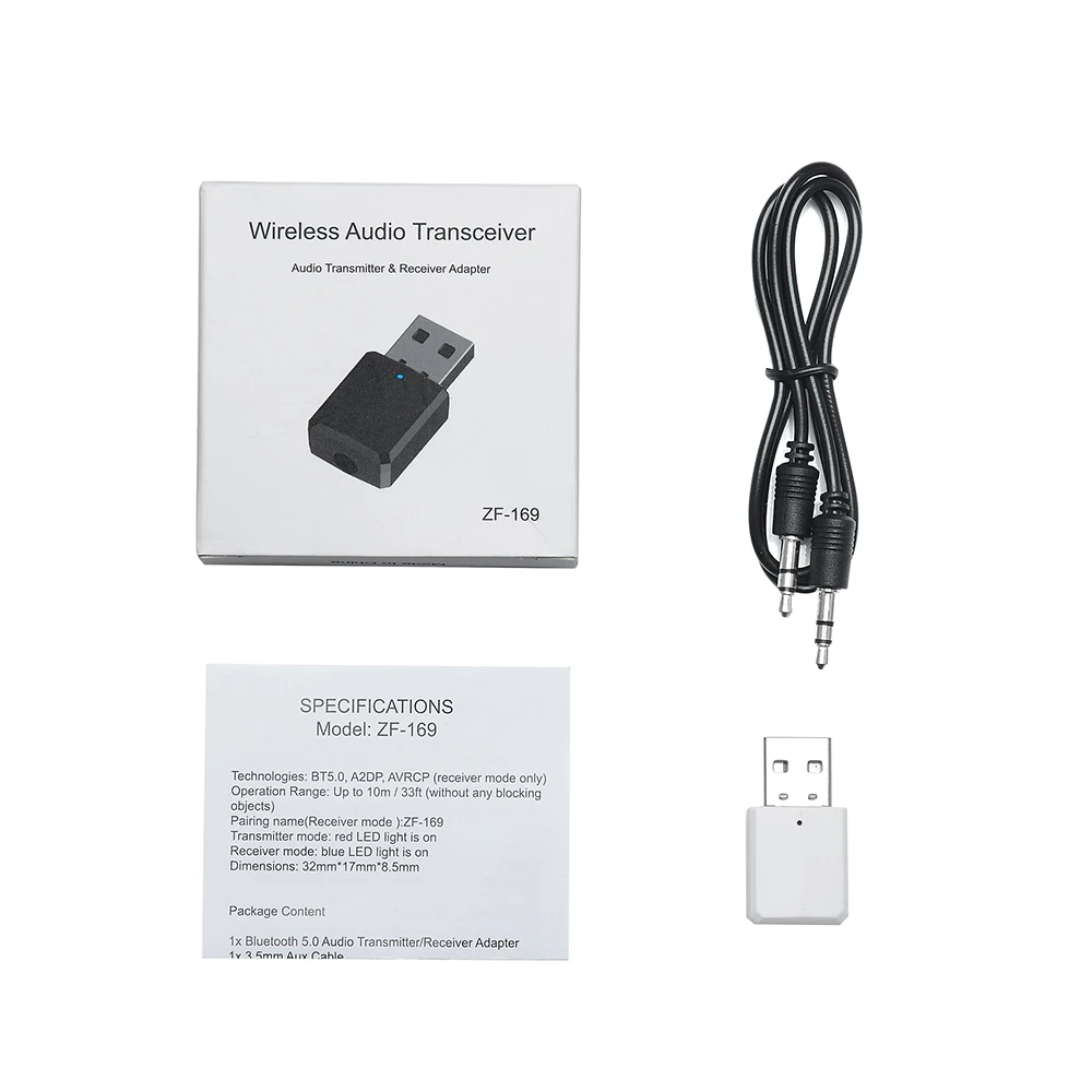 ZF-169 Bluetooth приемник передатчик беспроводной аудио адаптер Bluetooth 5,0 Plug& Play с AUX Out для смартфонов ПК ps4 игры