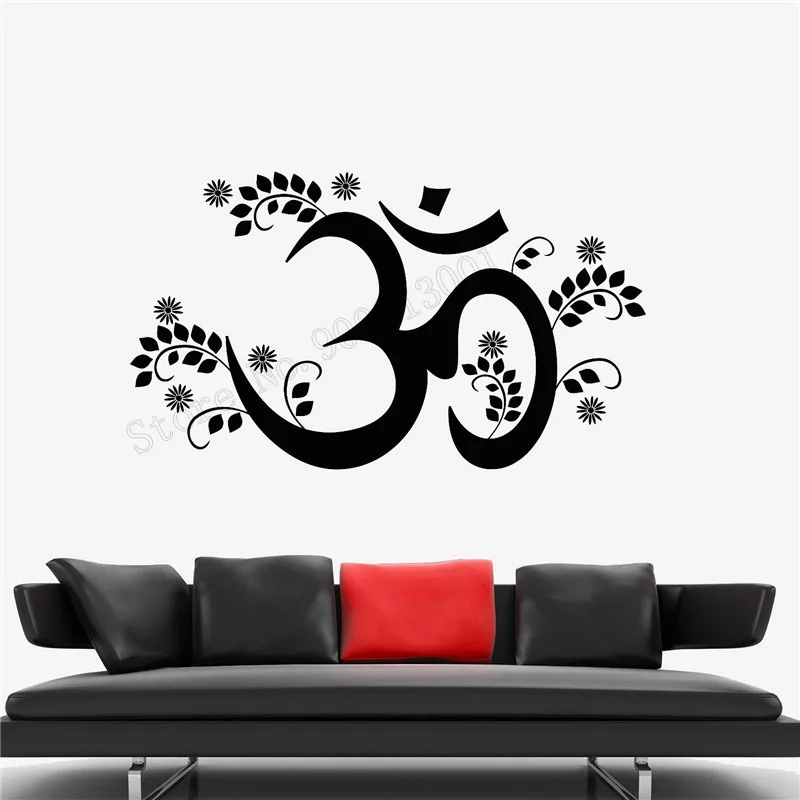 

Art Wall Sticker Vinyl Art Poster Removeable Hinduism Vedas Talisman Decoration Om Mantra Yoga Mural Beauty Ornament LY223