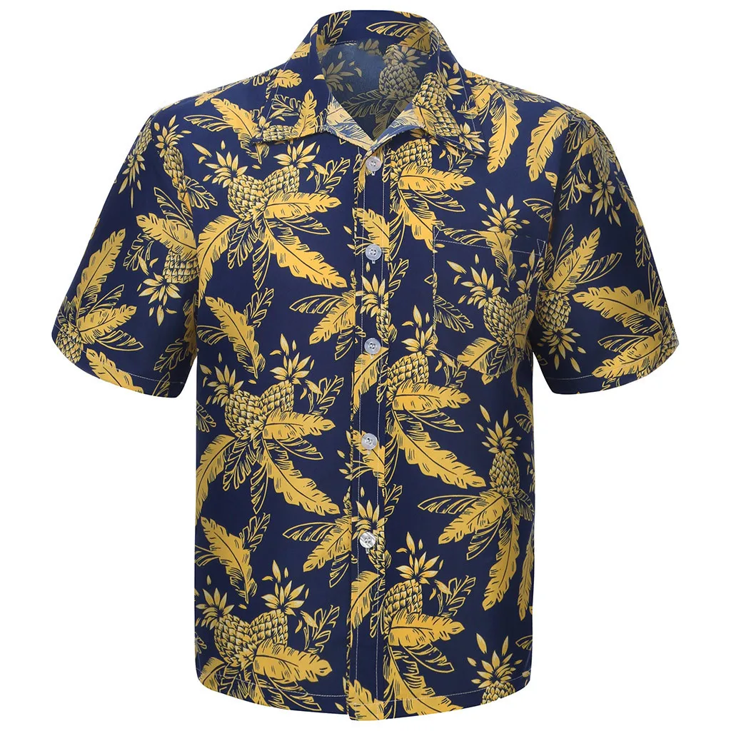 Мужская гавайская рубашка блузка chemise Весна и лето мода пара личные печатных с коротким рукавом пляж Топ мужчины блузка camisas
