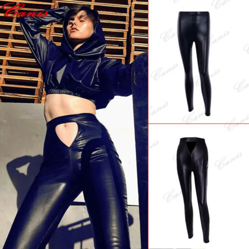 high waisted pvc trousers