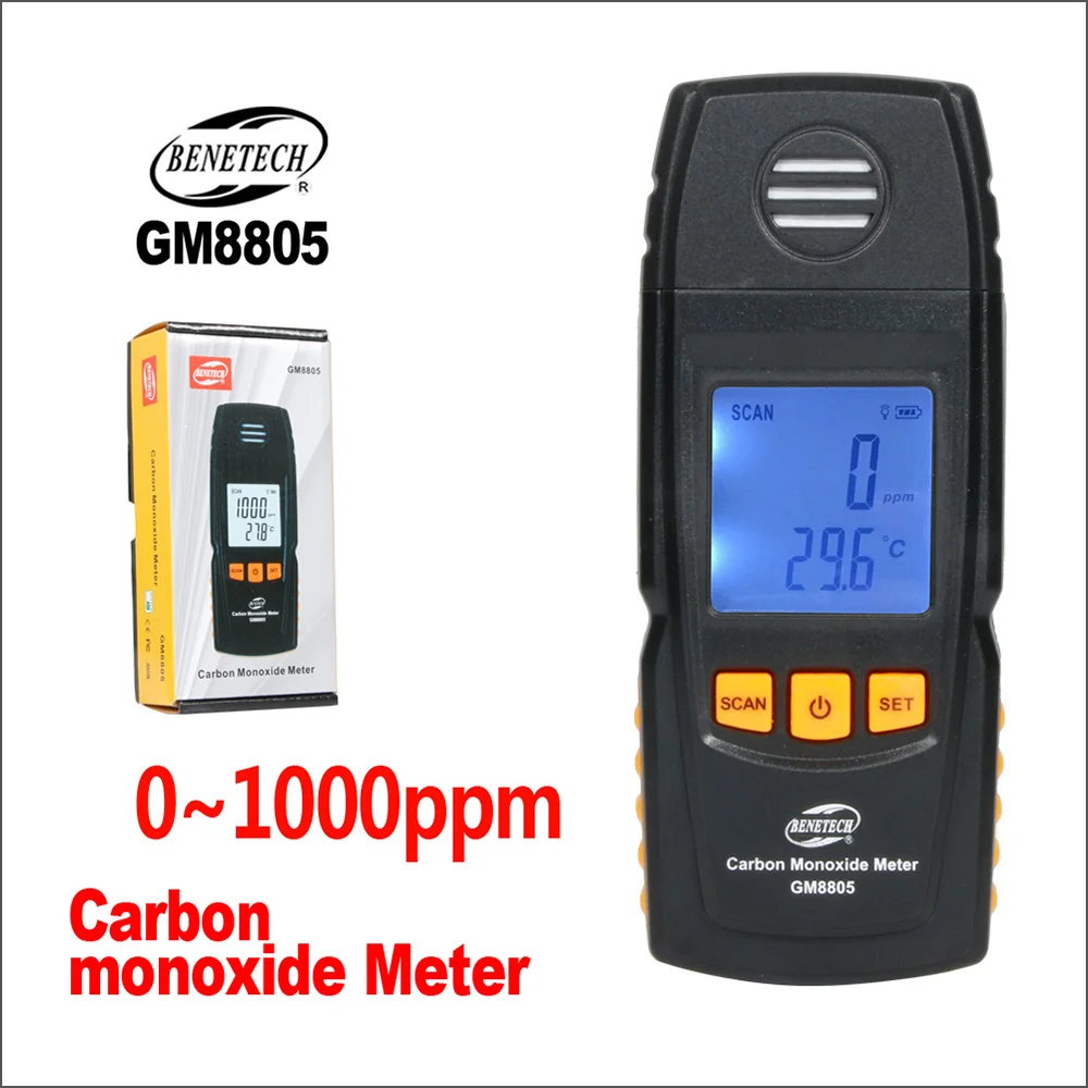 

BENETECH Gas Analyzer Air Quality Monitor Handheld Digital Co Monitor Tester Carbon Monoxide Detector GM8805 CO Gas Monitor