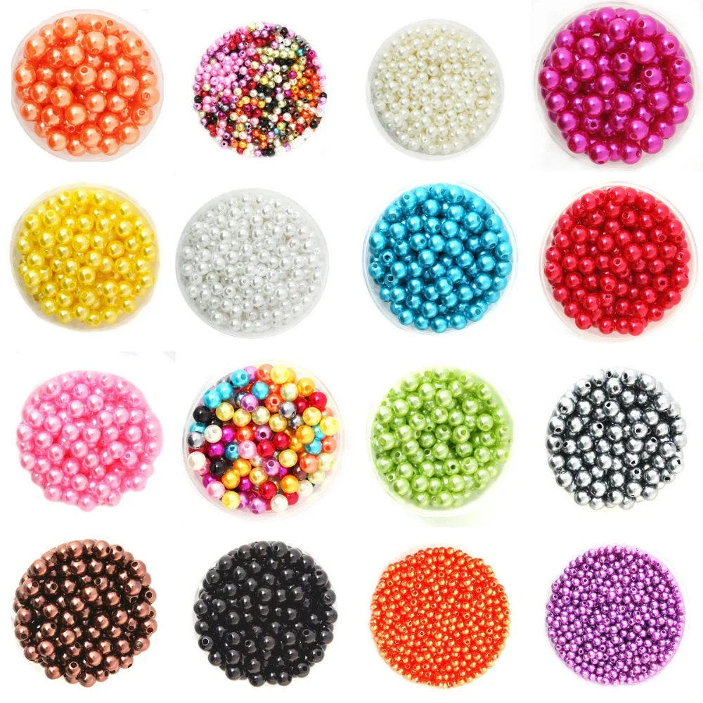 

4 6 8 10mm Round ABS Imitation Pearl Beads Loose Spacer Beads For Jewelry Making DIY Bracelet Necklace