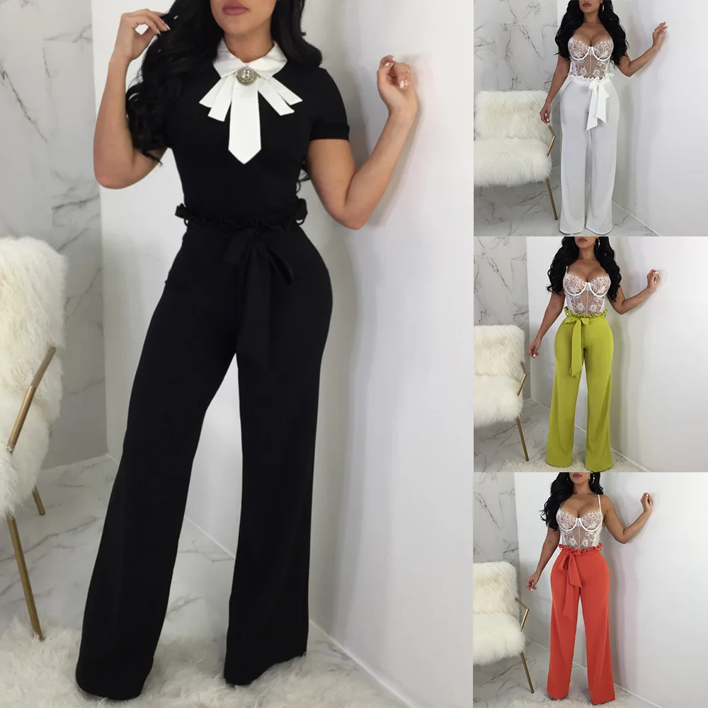 SHEIN Rust Elastic Waist Pleated Wide Leg Pants Long