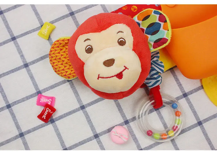 Baby Animal Bed Curtain Hanging Pocket Baby Stroller Removable Storage Pocket+Rattle Teether Multifunction Stroller Accessories Baby Strollers luxury