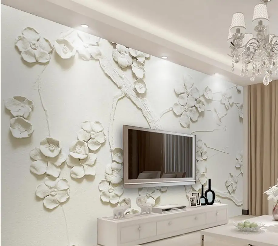 3d nature wallpapers modern living room wallpapers Plum relief