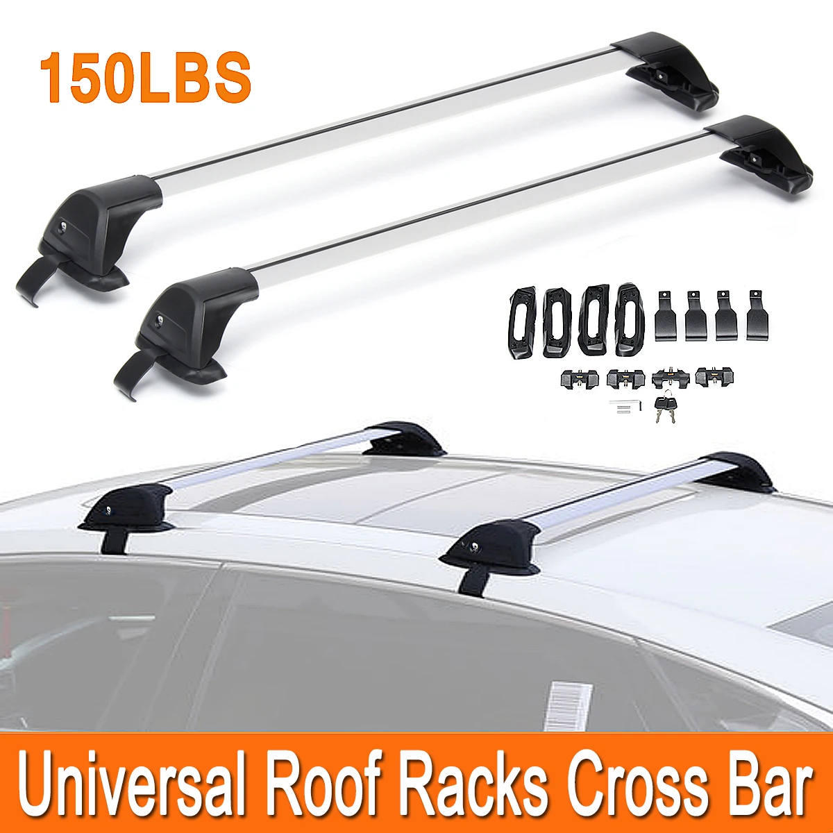 

110cm-120cm Universal Car Roof Racks Cross Bars & Anti-theft Lock Luggage Carrier for Honda /Nissan for Ford for Toyota 150LBS