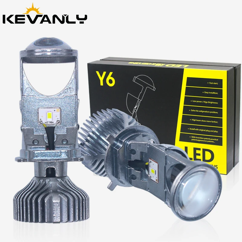 

New 2pcs HI/LO H4 LED mini projector lens headlight for car clear beam pattern 12V 5500k no astigmatic problem lifetime warranty