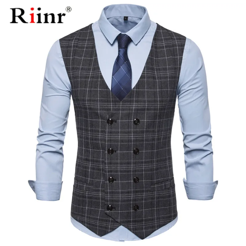 

Male Plaid Slim Fit Dress Vests Men's Casual Sleeveless Formal Business Jacket Suit Vest Wedding Waistcoat Homme Plus Size 2019