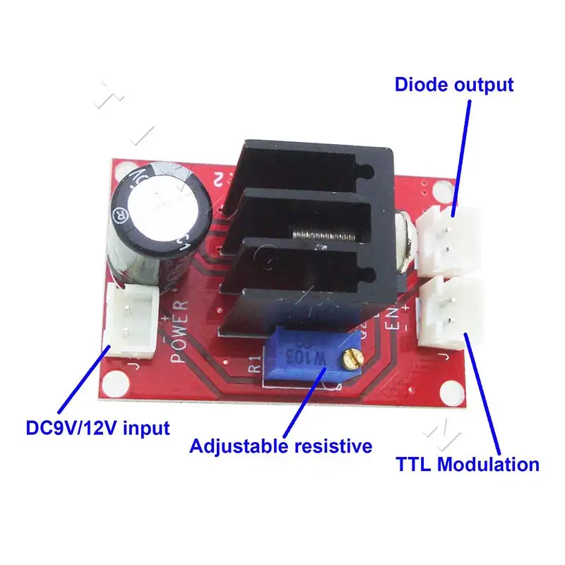 

TTL driver board for 100mw-2W 450nm/445nm Blue Laser Tube ,laser driver board