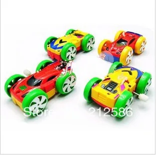 

Free shipping 30pcs/lot double-sided stunt car Wind UP Toy