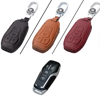 

New Leather 4 Button Remote Key Bag Case Fob Holder Chain For Lincoln Series