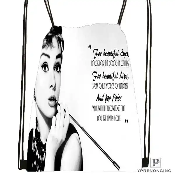 Drawstring Backpack Пользовательские Одри Хепберн вдохновляющая походная сумка на шнурке милый рюкзак для детей(черная спинка) 31x40 см#20180611-02-69 - Цвет: Drawstring Backpack