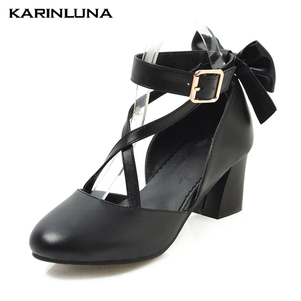

stweet Plus Size 30-43 Ladies High Heels Bowtie Women Shoes Woman Casual Party Office Summer Sandals 2019