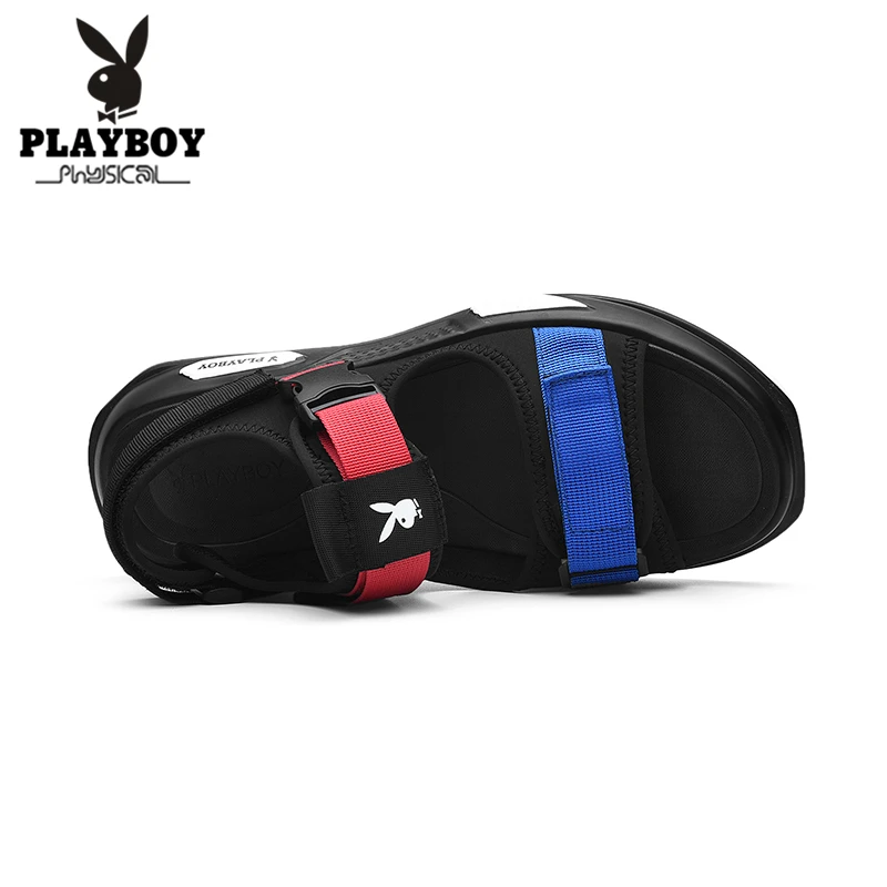 PLAYBOY летний Для мужчин Уличная обувь, кроссовки модные плоский крюк и петля сандалии для Для мужчин обувь пляжные сандалии PL613082