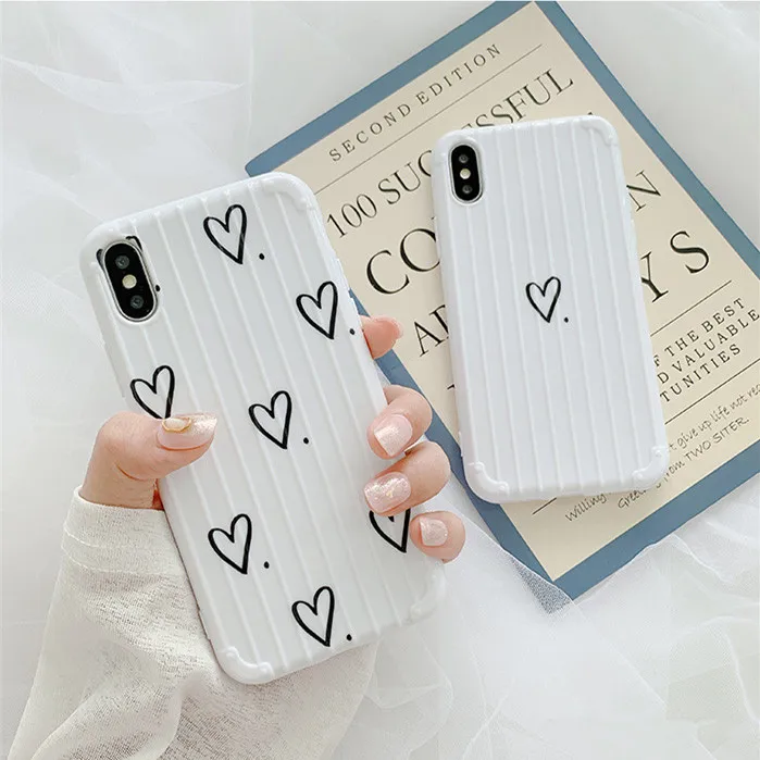 

white cute Concave convex feel soft A point heart TPU Full package cases For iphone 6 6s 7 8 plus Cases For iphone X xr xs max