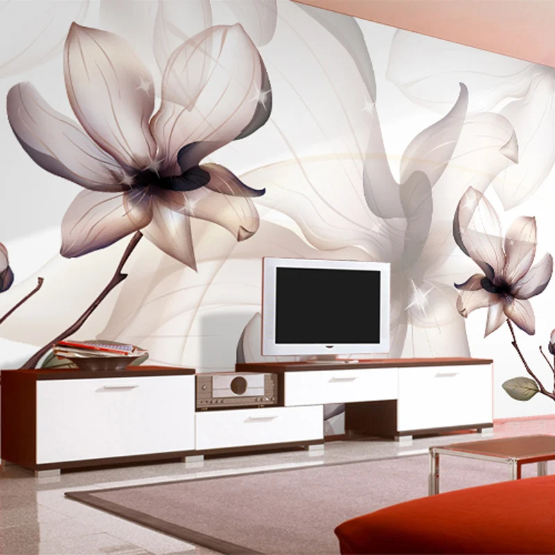 Пользовательские 3D фото обои Нетканые Цветок магнолии Большая настенная живопись спальня гостиная ТВ фон настенные фрески обои