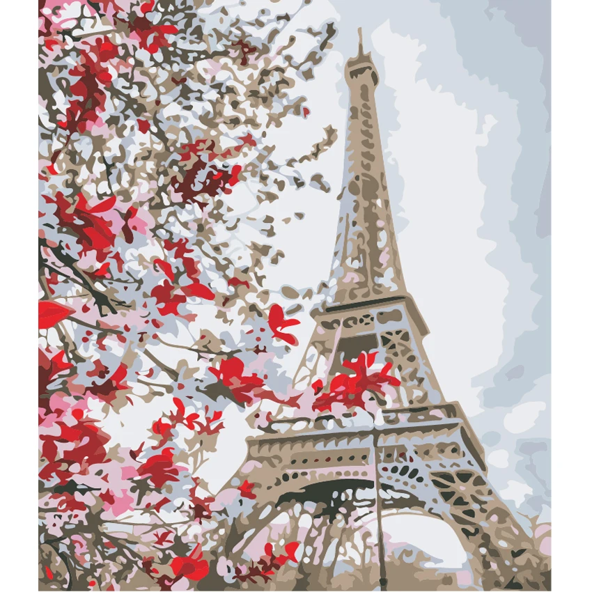 

WONZOM Bridge Paint By Numbers Home Decor Paris Tower Oil Painting On Canvas With Frame Wall Art For Living Room Acrylic Paint