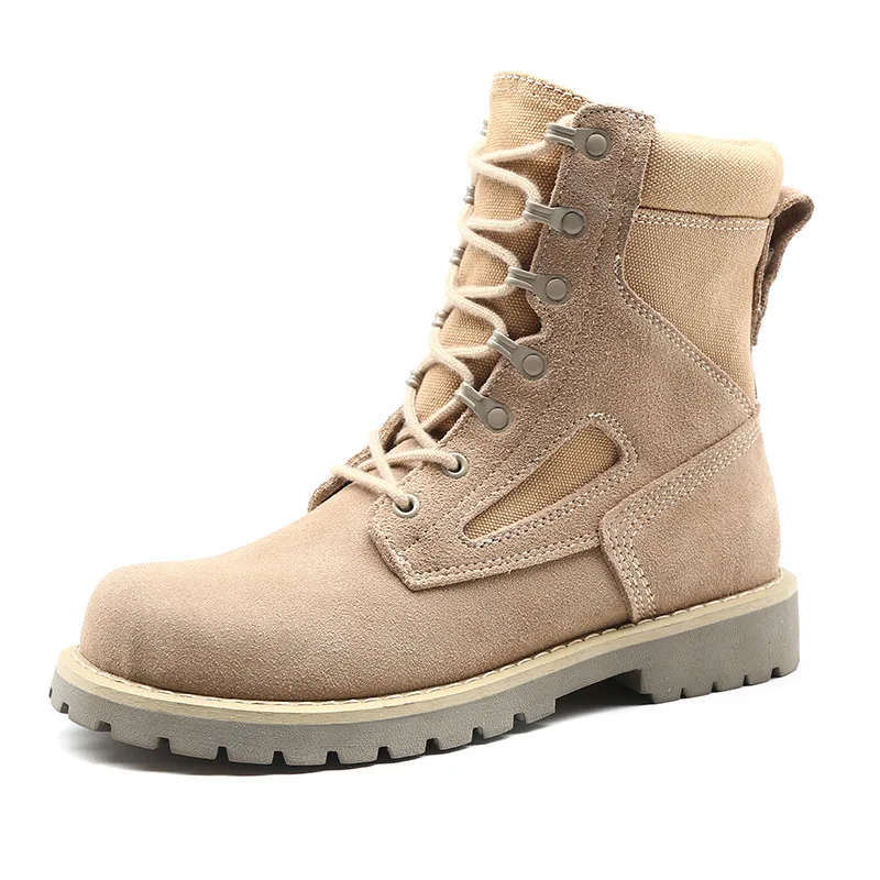 Sunny everest/ г. Мужские ботинки botas, уличная Мужская обувь Ботинки martin с круглым носком Песочная Рабочая обувь мужские военные ботинки, 38-44 - Color: Sand