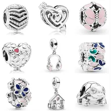 Новинка года, украшения для наушников butterly house, рукоделие, бусины, подходят к оригиналу Pandora, подвески, серебро 925, браслет, брелок, ювелирные изделия для женщин F040