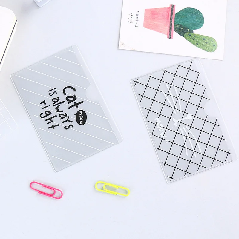 

PACGOTH Creative Half Transparent PVC Card & ID Holders Kawaii Animal Prints Cute Cats Striped Bus Credit Card Holders 1 Piece