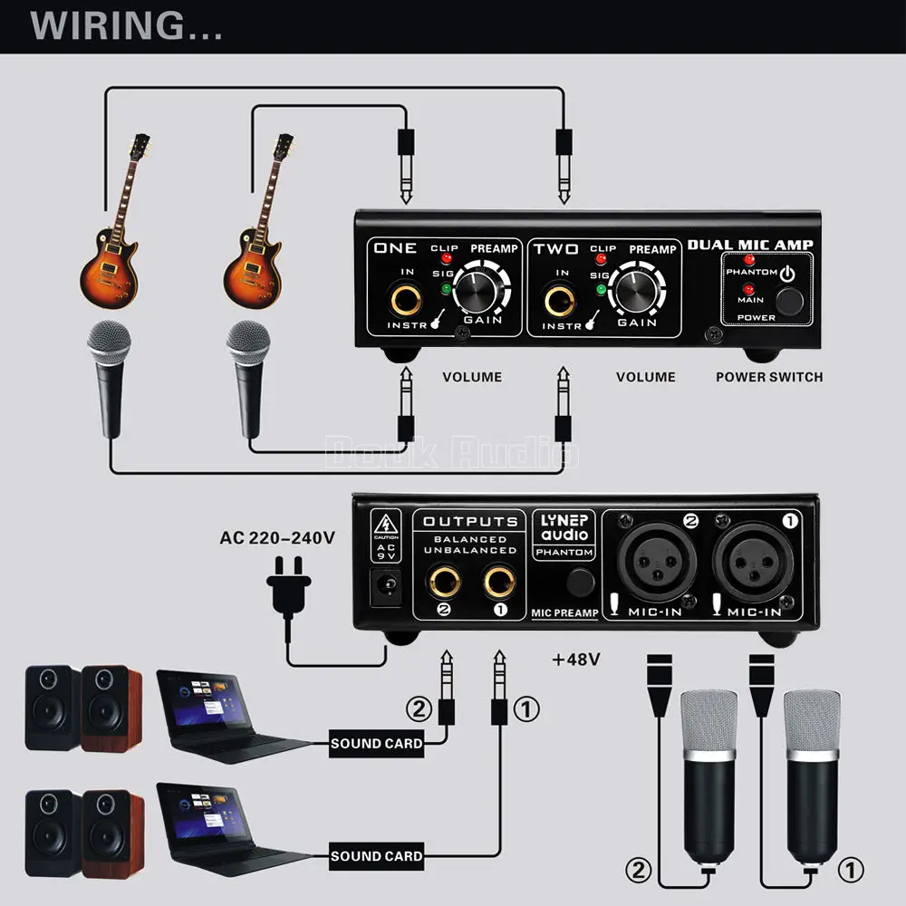 Дук аудио hi-fi 2-х канальный микрофон предусилитель двойной MIC предусилитель аудио Регистраторы Электрогитары усилитель