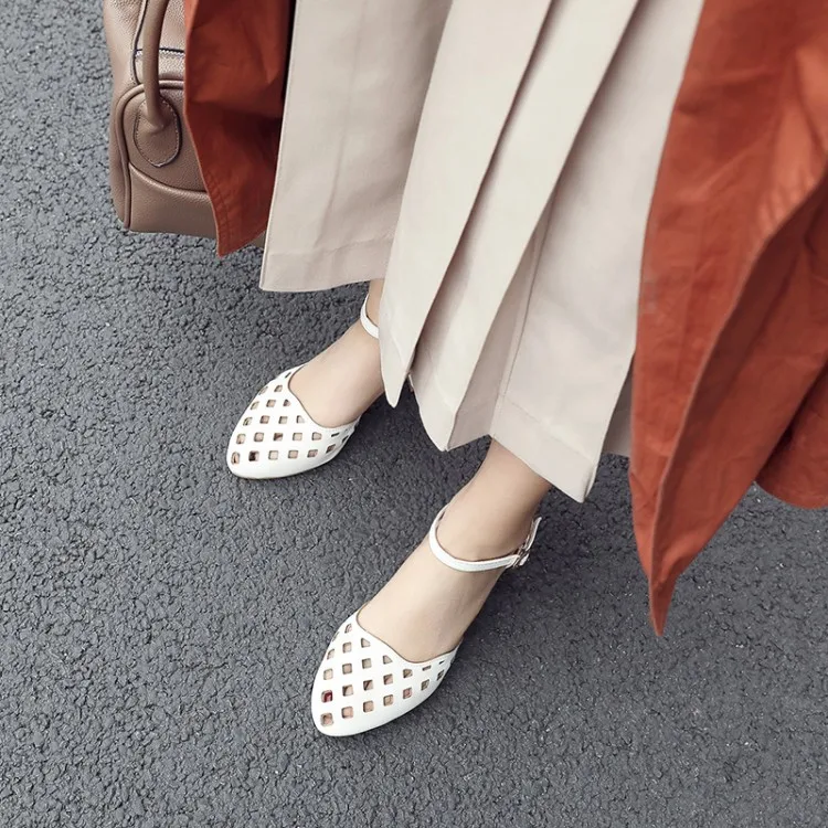 

Big Size 11 12 13 14 15 high heels sandals women shoes woman summer ladies Thick with sandals Hollow out buckle pointed