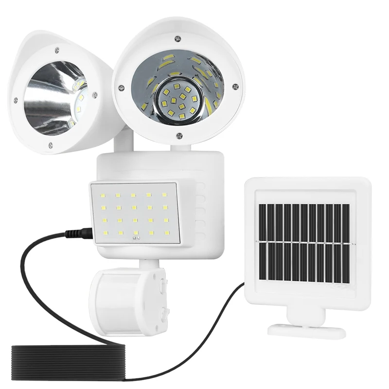 

Solar Powered Lights LED Upgrade Double Heads Adjustable Motion Sensor Light Indoor & Outdoor Induction Emergency Security Lamp