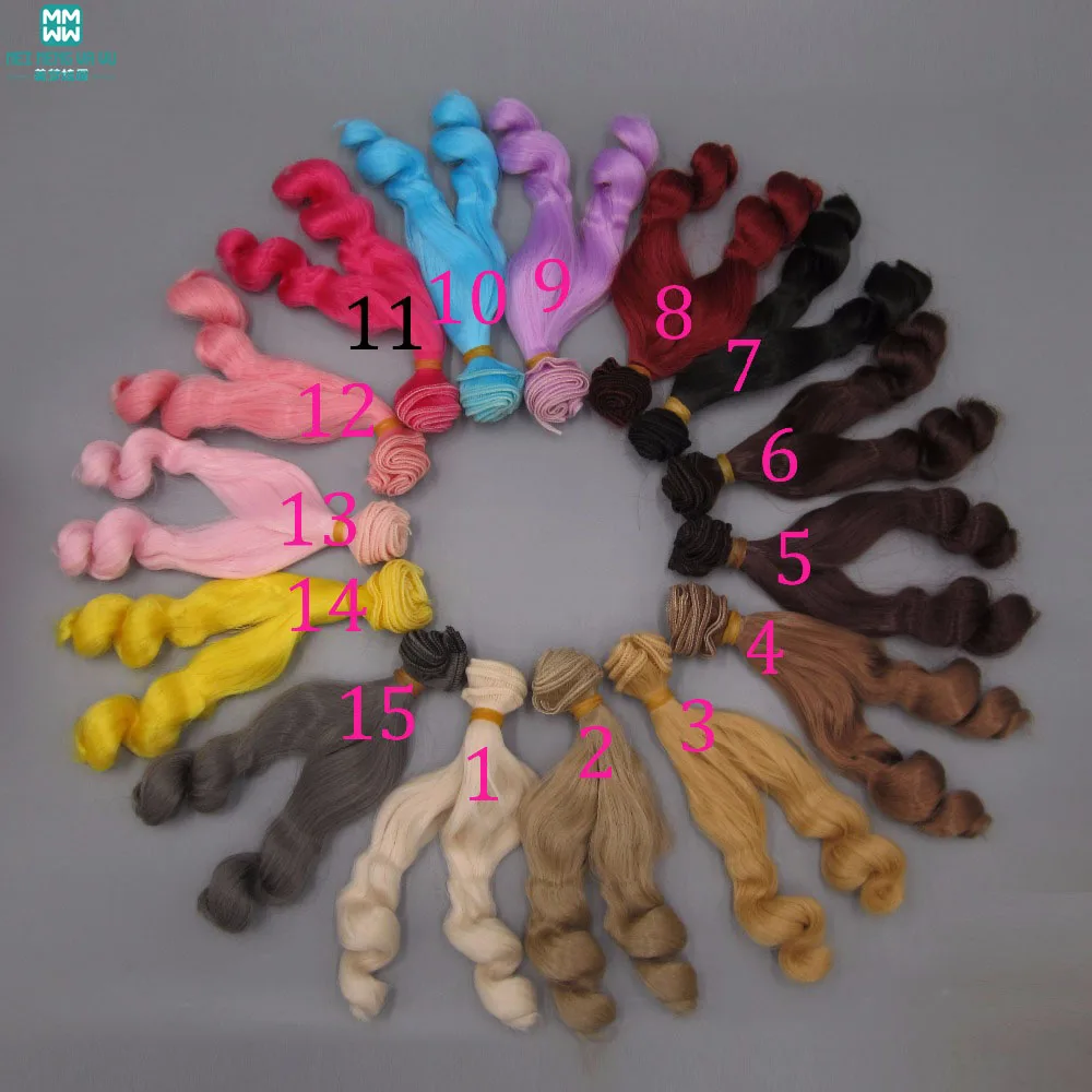 

1pcs 15cm*100cm 2 strands of screw curls hair for 1/3 1/4 1/6 bjd doll DIY wigs Light gold brown pink