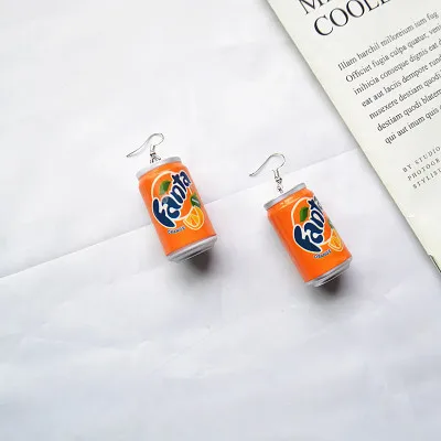 Summer Drink Cans Drop Earrings for Women Fashion Accessories Girl DIY Handmade Unique Personality Dangle Earrings Jewelry Gift - Окраска металла: E-Fanta