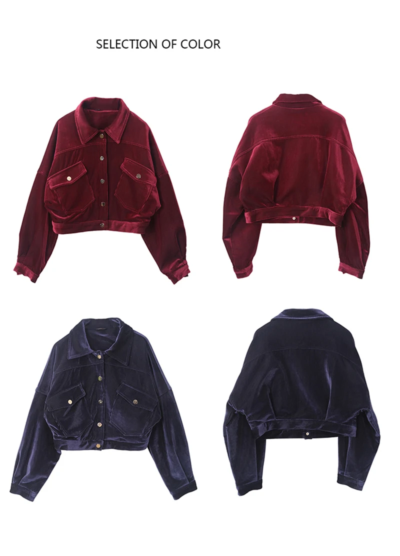 Scsech Corduroy Single Women Jackets Velvet Cotton Basic Jacket Coat Front Pockets Warm Coats Autumn Casual Jacket D8A11 (1)