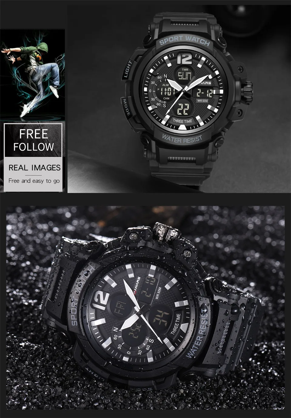 Men Outdoor Sport Digital Fashion Watches Top Brand Male Multifunction Water Resistant Watch Alarm Chronograph Relogio Masculino 5