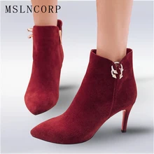 plus size 34-43 New Spring Autumn Fashion Sexy Party Women Ankle Boots High Heels Pointed Toe Genuine Leather Woman Pumps Shoes plus size 34-43 New Spring Autumn Fashion Sexy Party Women Ankle Boots High Heels Pointed Toe Genuine Leather Woman Pumps Shoes