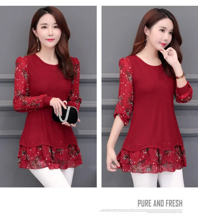 Лоскутная искусственная туника из двух частей Топ Женская мода цветочный принт винтажная Дамская длинная Базовая рубашка блузка 5XL 4XL 3XL DV489