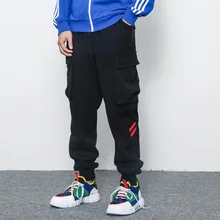 Боковые шаровары с карманами брюки мужские хип-хоп лоскутные брюки карго рваные спортивные брюки джоггеры брюки мужские модные длинные брюки M-3XL