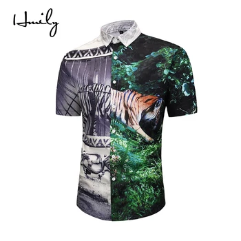 

HMILY New Style Men's Hawaiian Shirts Summer Fashion Short Sleeve Casual Male Shirt Big Size M -XXL 3D Printing Clothing