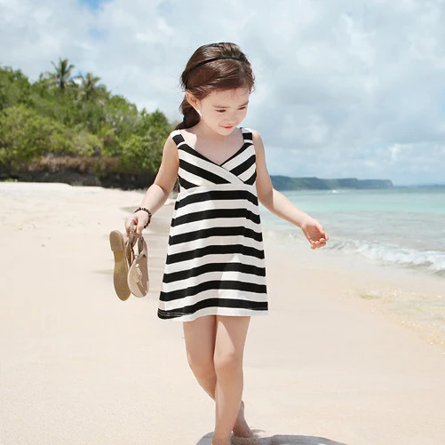 

New Summer Girls Dress Children stripe dress children kids girls fashion cute vest dress sundress