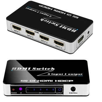 

5 Port 4K HDMI Switch Splitter 5x1 HDCP 1.4 5 to 1 HDMI Switcher Video Box With Power Adapter Remote Control For Apple TV HDTV