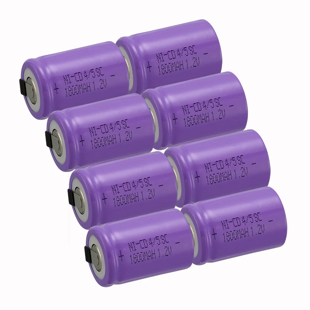 

new arrival 8 PCS Ni-Cd 4/5 SubC Sub C battery Rechargeable Battery 1.2V 1800mAh with purple Tab 3.3cm x 2.2cm