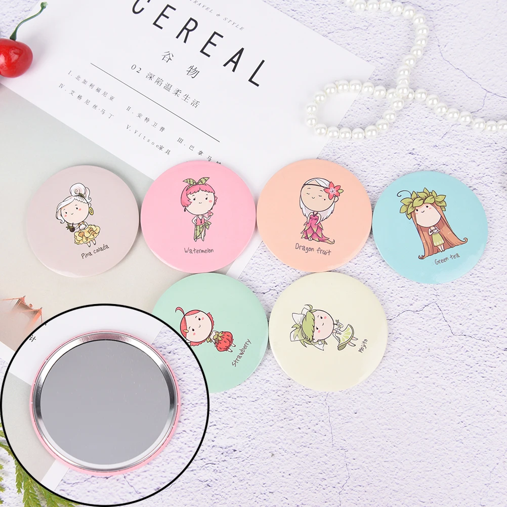 Cosmetic Compact Mirrors Cute Girl Mini Pocket Makeup Mirror Espelho De Maquiagem Espejos De Bolsillo Friut Design Round Mirror