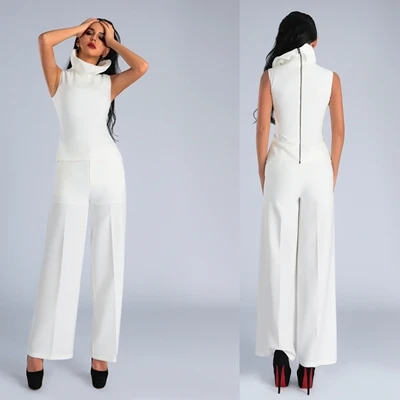 white top and pants Новое модное сексуальное Белое платье из 2 предметов без рукавов на молнии с оборками, женское летнее платье, вечерние платья знаменитостей - Цвет: white top and pants