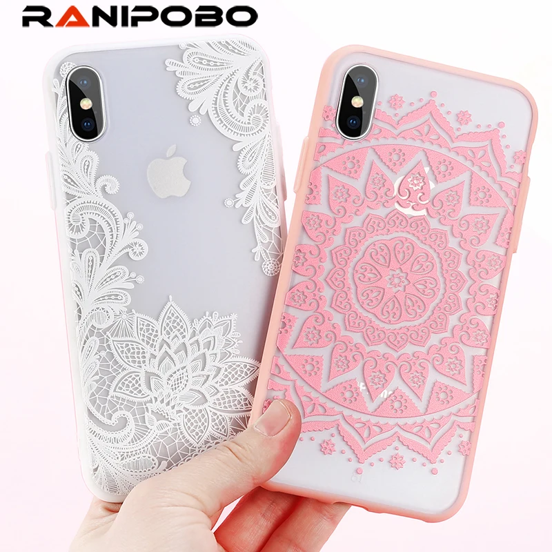 

Emboss Retro Lace Flower Case For iPhone XS XR XS Max X 8 7 6 6S Plus Soft TPU+PC luxury Sexy Floral Phone Back Cover Cases Gift