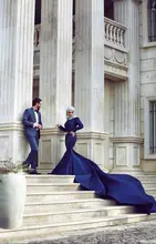Nahen Osten Saudi-arabien S-mhamad Robe De Soiree Langarm Royal Blue Abendkleid F11055