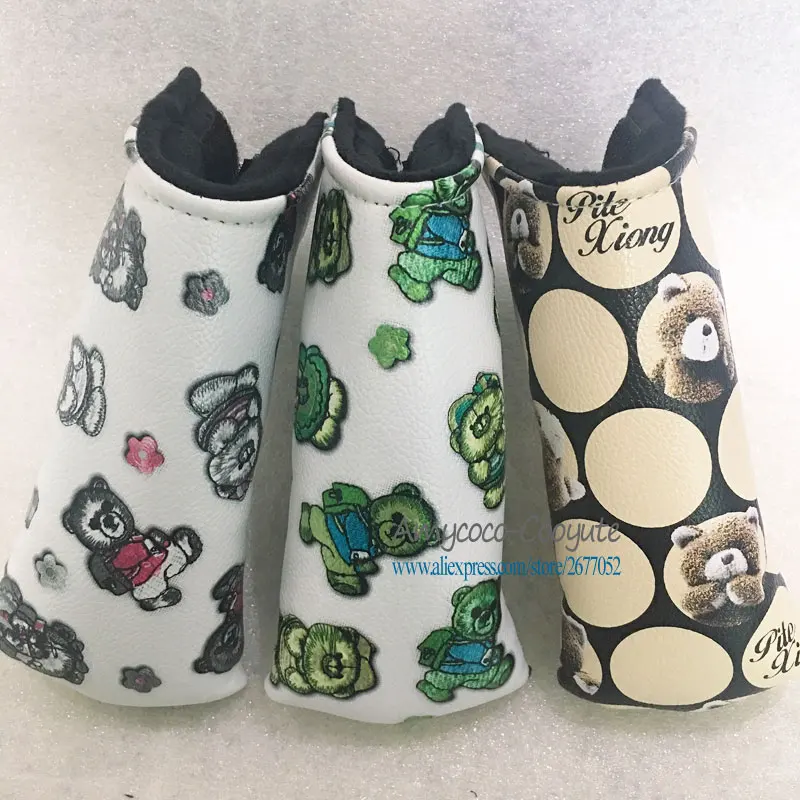 Новые cooyute T клюшки для гольфа, головных уборов, из PU искусственной кожи высокого качества, с узором медведя, клубов головных уборов кремово-белый Гольф Шлем